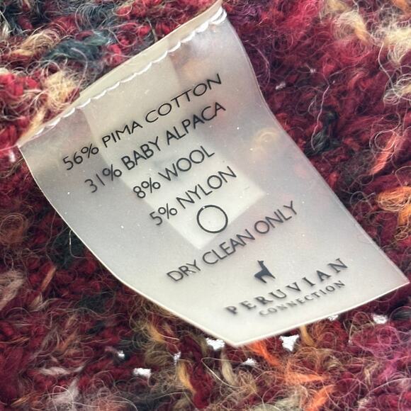 Peruvian Connection Red Multi Color Knit Pullover Sweater - Picture 8 of 8